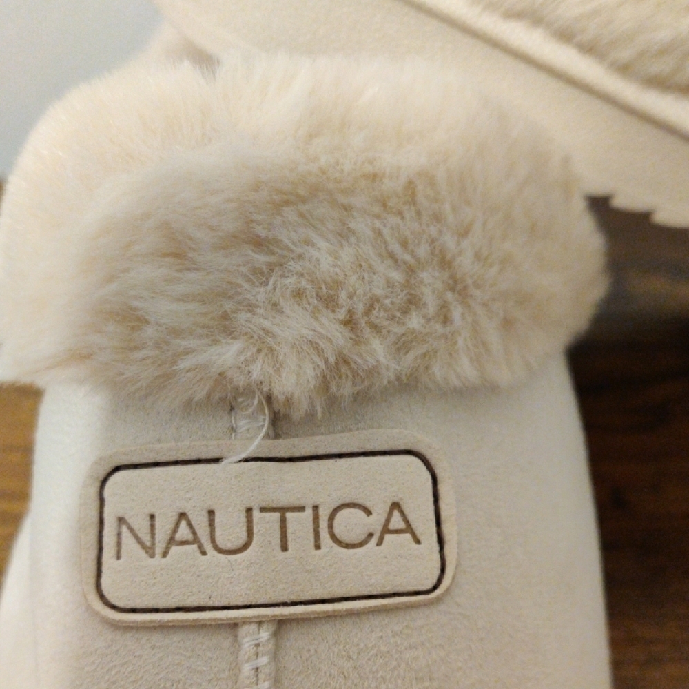 Nautica Beige Plush Slippers - Picture 7 of 15